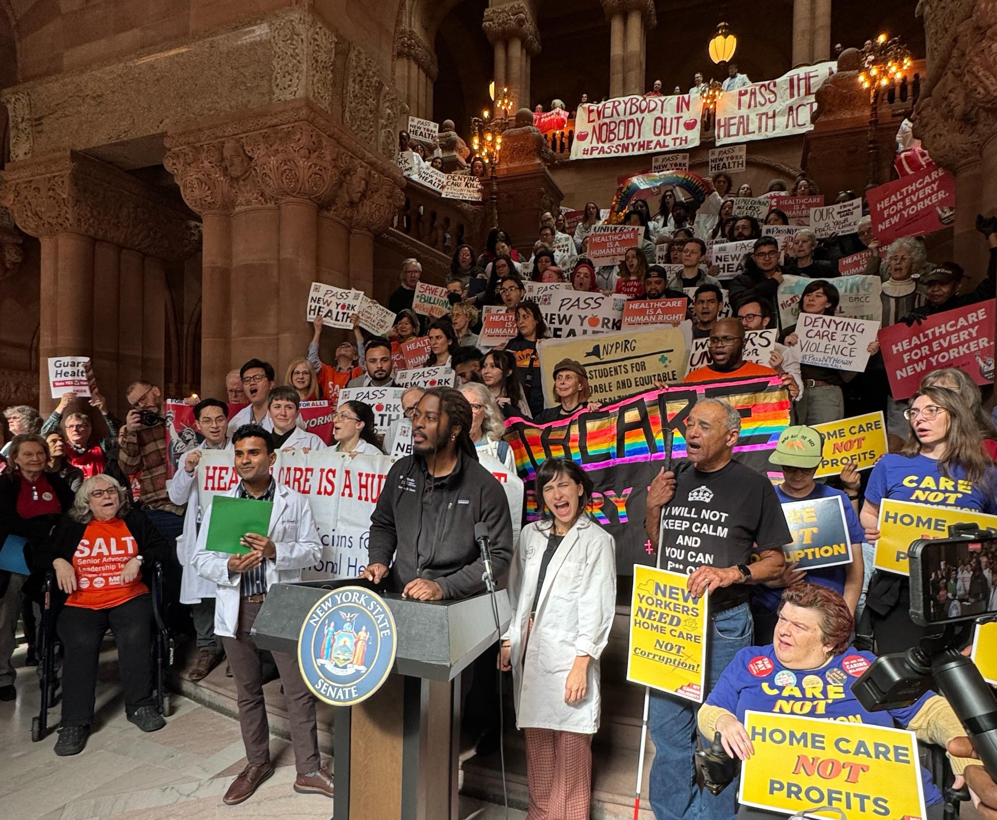 Rally at the New York State Senate in support of the NY Health Act